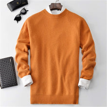 Load image into Gallery viewer, 100%cashmere thick knit men korean style Oneck H-straight pullover sweater 6color S-2XL retail wholesale