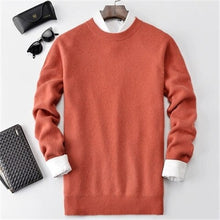 Load image into Gallery viewer, 100%cashmere thick knit men korean style Oneck H-straight pullover sweater 6color S-2XL retail wholesale