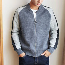 Load image into Gallery viewer, Cardigans Men Wool Sweater 2017 New Knitwear Zipper Cardigan Patchwork Top quality Male Fashion Outerwear  BS58