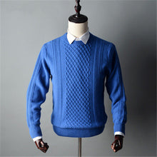 Load image into Gallery viewer, 100%goat cashmere twisted knit men smart casual Oneck thick pullover sweater solid color S-2XL