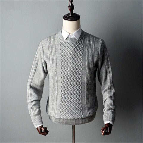 100%goat cashmere twisted knit men smart casual Oneck thick pullover sweater solid color S-2XL