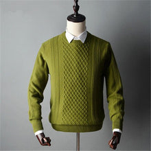 Load image into Gallery viewer, 100%goat cashmere twisted knit men smart casual Oneck thick pullover sweater solid color S-2XL