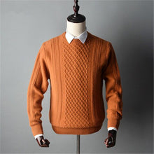 Load image into Gallery viewer, 100%goat cashmere twisted knit men smart casual Oneck thick pullover sweater solid color S-2XL