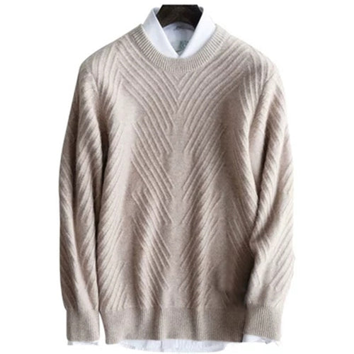 high grade pure cashmere knit men fashion solid Oneck loose thick pullover sweater blue 6color S-2XL