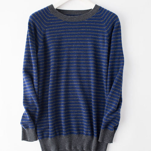 Winter Men Sweaters 100% Pashmina Knitting Jumpers New Arrival Striped Fashion Man Pullovers Oneck 3Colors Standard Clothes Tops