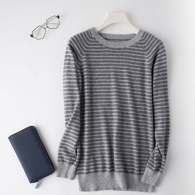 Winter Men Sweaters 100% Pashmina Knitting Jumpers New Arrival Striped Fashion Man Pullovers Oneck 3Colors Standard Clothes Tops