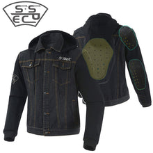 Load image into Gallery viewer, SSPEC NEW Mens Denim motorcycle jacket Off-Road Racing hoodie Motorbike motorcross Protective Gear fashion casual sweater jacket